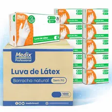 Kit 1.000 Luvas Látex Descartável Sem PÓ Medix