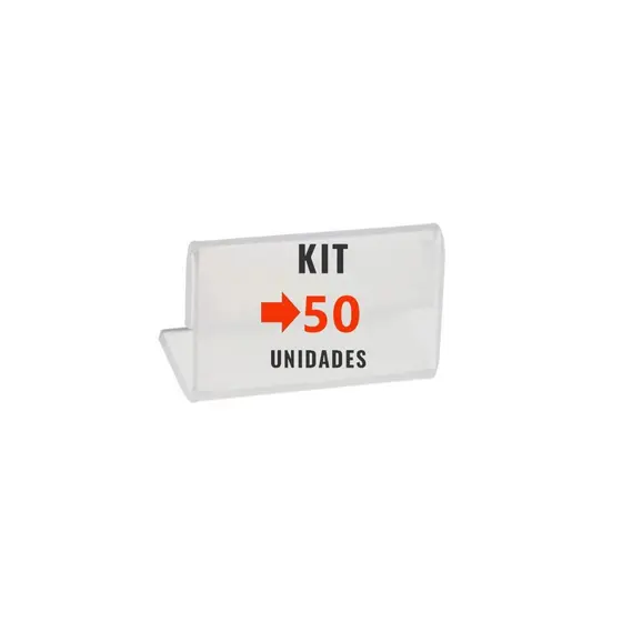 Kit com 50 Display Expositor 5x3cm Acrílico Porta Preço Etiqueta Buffet Vitrine