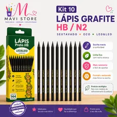 Lápis Grafite kit com 10 unidades HB Nº2 Preto Sextavado Leo&Leo Linha Eco