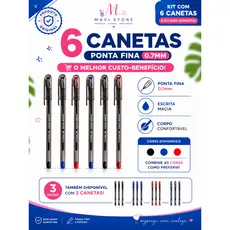 Caneta Esferográfica 6 Unidades My-Tech Jocar Office 0.7mm