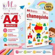 Papel A4 kit 1, 2, 3 Chamequinho Chamex 100 Folhas Branco Escolar