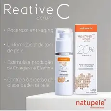 NATUPELE REACTIVE C - VITAMINA C CONCENTRADA a 20% e Mica -serum antioxidante e rejuvenescedor.