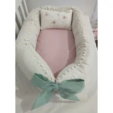 Ninho Redutor de Berço Menina Jardim Das Flores Linho com Rose Blush