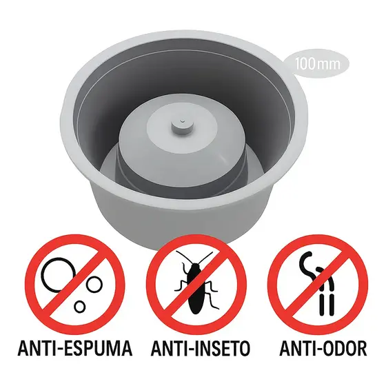 Adaptador para Ralos e Porta Grelhas Astra - Cinza, 10cm, Neutraliza Odores