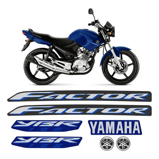 Kit Adesivos Faixas De Carenagem Moto Ybr Factor 125 Azul 2009