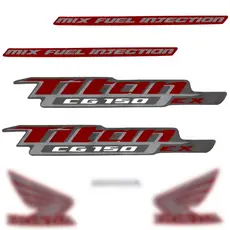 Kit Faixa Cartela de Adesivos De Carenagem Moto Cg Titan 150 Vermelha 2013 Ex