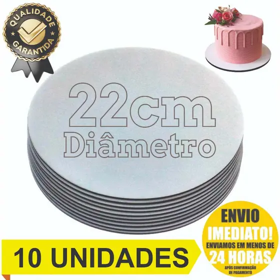 Cake Board 22cm Tabuleiro Prato De Bolo Mdf Kit Com 10 Bases Para Confeitaria Frios Doces Tortas e Sobremesas Resistente