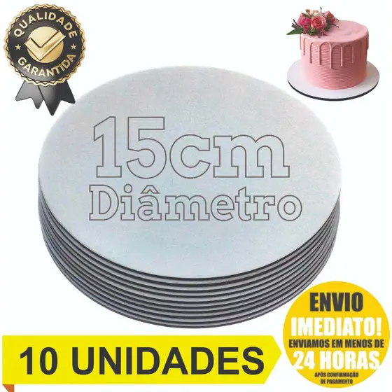 Cake Board 15cm Tabuleiro Prato De Bolo Mdf Kit Com 10 Bases Para Confeitaria Frios Doces Tortas e Sobremesas Resistente