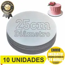 Cake Board 25cm Tabuleiro Prato De Bolo Mdf Kit Com 10 Bases Para Confeitaria Frios Doces Tortas e Sobremesas Resistente