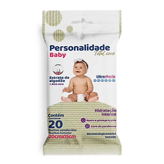 Toalhinhas Umedecidas Personalidade Baby Pocket - 20 Unidades - Praticidade e Cuidado em Todo Lugar