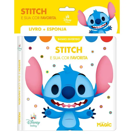 Kit Livro de Banho Disney Baby "Stitch e Sua Cor Favorita" + Esponja Divertida