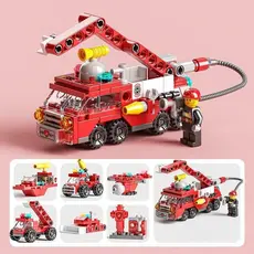 Blocos de Montar 6 em 1 Construção Bricks Bombeiros 142 Peças