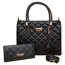 Bolsa transversal feminina grande de couro ecológico com carteira
