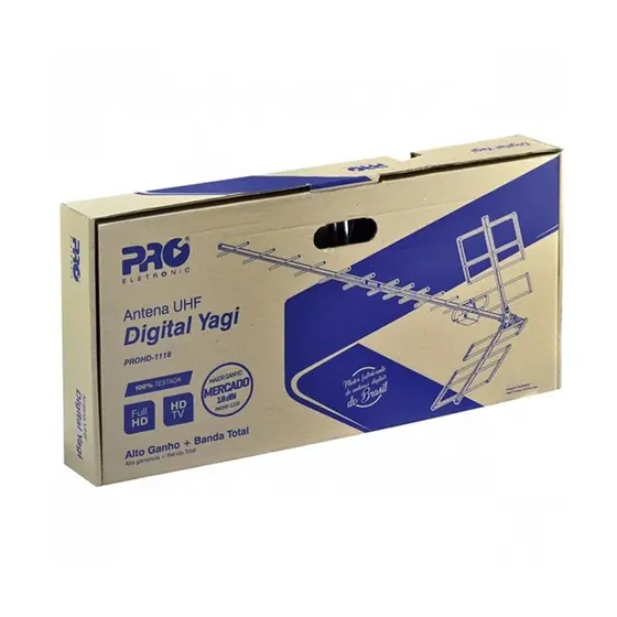 Antena Digital Uhf Yagi Proeletronic Hdtv - 18dbi Ganho Longo Alcance