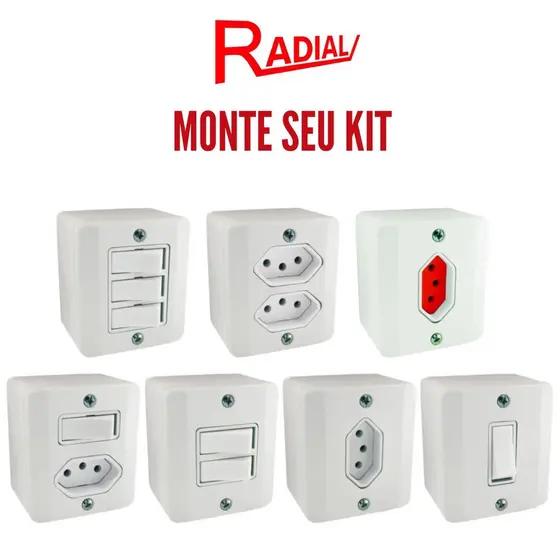 Tomada e Interruptores - Sistema X - 10A e 20A Sobrepor Externa Radial Branco