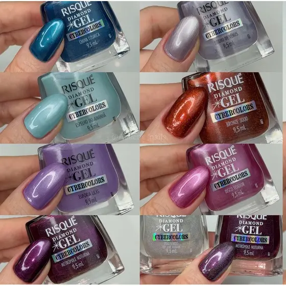 Esmalte Risqué Diamond Efeito Gel Cybercolors Lançamento Risqué Top Coat Fixador - Escolher