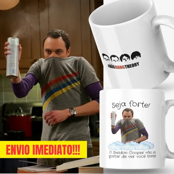 Caneca Xicara Porcelana 325ml Seja Forte Sheldon Cooper Decoração Casa Personalizada Presente