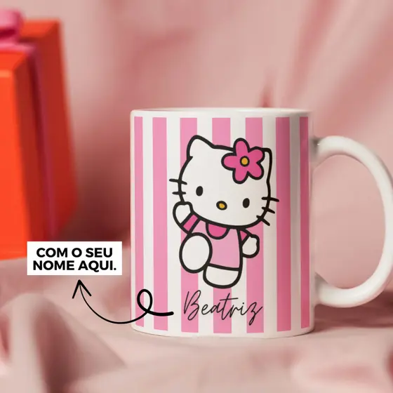 Caneca Xicara Porcelana 325ml Hello Kitty Personalizada Presente Decoração Casa