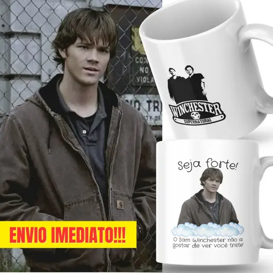 Caneca Xicara Porcelana 325ml Seja Forte Sam Winchester Personalizada Presente Decoração