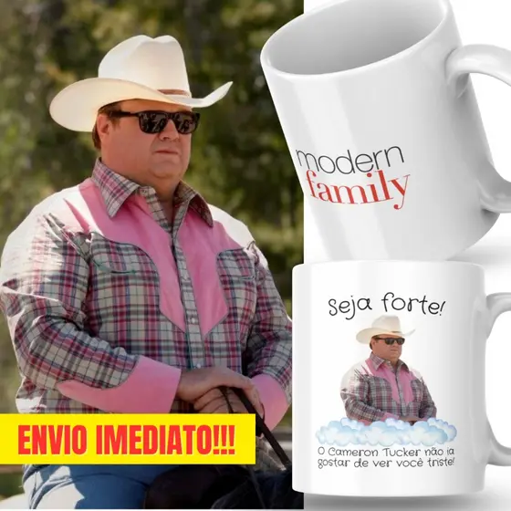 Caneca Xicara Porcelana 325ml Seja Forte Modern Family Séries Personalizada Presente Decoração Casa