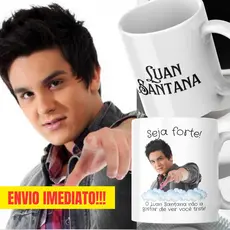 Caneca Xicara Porcelana 325ml Seja Forte Luan Santana Personalizada Presente Decoração Casa