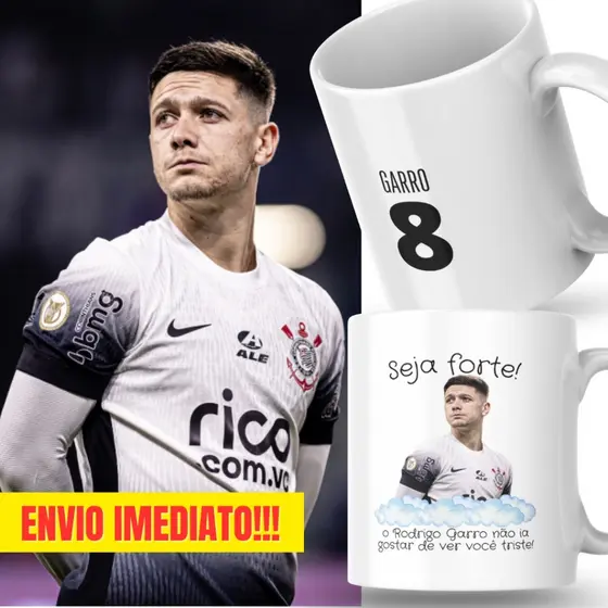 Caneca Xicara Porcelana 325ml Seja Forte Rodrigo Garro Time Personalizada Presente Decoração Casa