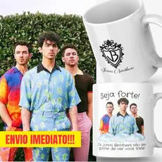 Caneca Xicara Porcelana 325ml Seja Forte Jonas Brothers Disney Personalizada Presente Decoração Casa