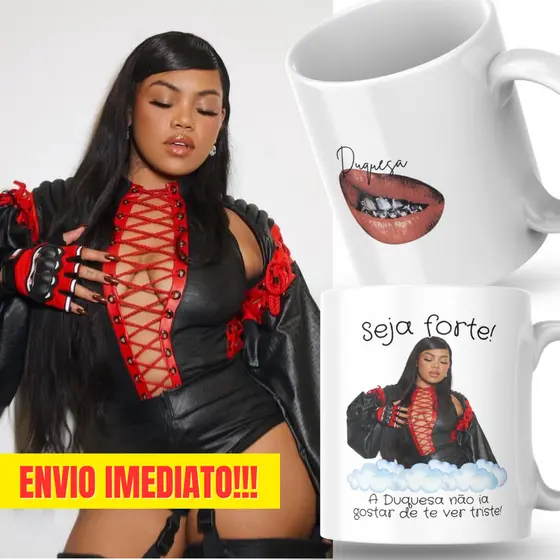 Caneca Xicara Porcelana 325ml Seja Forte Duquesa Personalizada Presente Decoração Casa