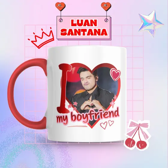 Caneca Xicara Porcelana 325ml Luan Santana Luanetes Namorado Personalizada Presente Decoração Casa