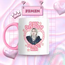 Caneca Xicara Porcelana 325ml But Daddy I Love Him Jimin BTS Personalizada Presente Decoração Casa