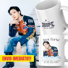 Caneca Xicara Porcelana 325ml Seja Forte Jhope J-Hope BTS KPop Personalizada Presente Decoração Casa