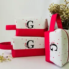 1unid Necessaire box com alça personalizado com inicial necessaire feminino rosa bolsinha