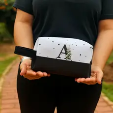 Necesser Com Alça  Organizador De Mala Maquiagem Necessaire Com Inicial Personalizado Para Presente