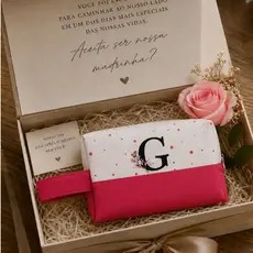 Necesser Madrinha de Casamento Personalizado Com Inicial Mimo Com Alça Pronta Entrega Necessaire Personalizada