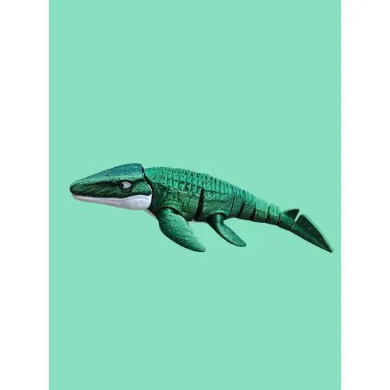 Mosassauro Réptil Aquático Pré-Histórico Brinquedo Articulado 35 cm Verde