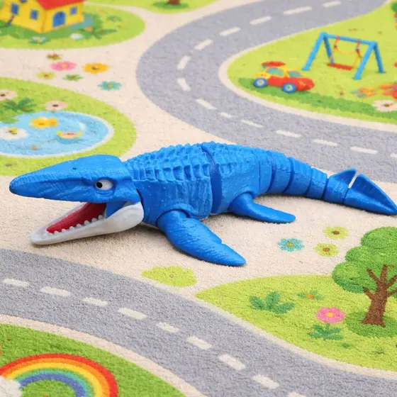 Mosassauro Réptil  Brinquedo Vinil Articulado 35CM 3D