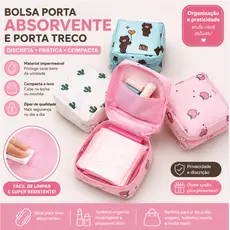 Bolsa Nécessaire Guarda Absorvente Treco Objeto Guarda Volume Viagem Menina adolescente escolar