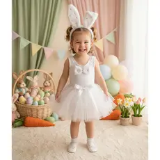 Fantasia Infantil Coelho Da Páscoa - Coelha Colant Com Acessórios e Saia de Tule