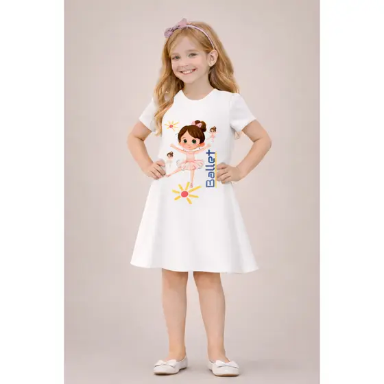 Roupa menina Vestido 4 a 10 anos infantil menina Lindo Confortável Passeio Bailarina