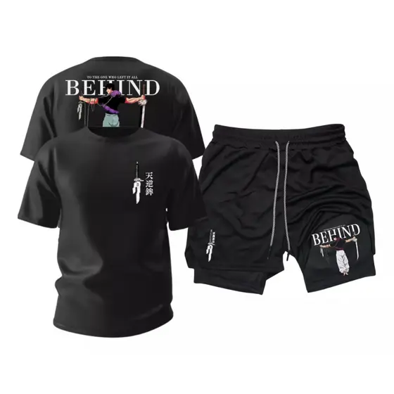 Kit Camiseta E Short Dry Fit Academia Treino Toji Behind Anime