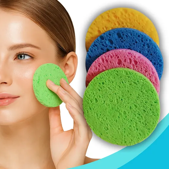 Kit Esponja Facial Magica de Viagem Esfoliante Reutilizavel