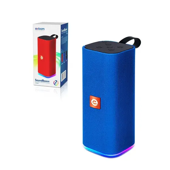 Caixa De Som recarregável Bluetooth 5.0 USB SD radio FM AUX LED RGB Exbom CS-M33BTL 10W/CS-M31BTL 5W