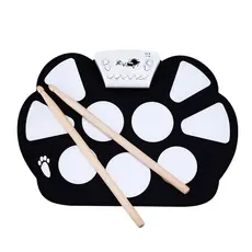 Bateria Musical Elêtronica Silicone dobravel com baquetas 10 Pads 2 Pedais EMT-S9 EXBOM