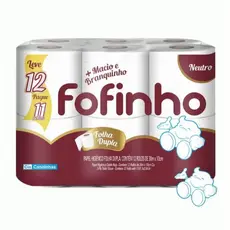 Papel Higiênico Neutro Folha Dupla FOFINHO C/ 12 ou 24 Rolos 30 metros