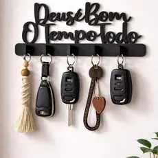 Porta Chaves Decorativo Deus é Bom o Tempo Todo em MDF- Casa Quadro Decoração Parede Promoção !