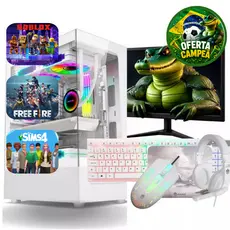 Computador Gamer Completo i5 Memoria Ram 16GB Monitor Teclado Mouse Headset Branco