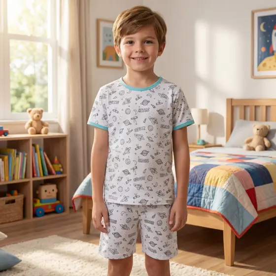 Pijama Infantil Menino Para Colorir Tecido Confortável Leve Alta Durabilidade Acompanha Canetinha Envio Rápido
