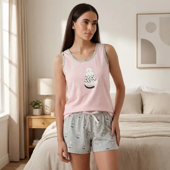 Pijama Feminino Verão Baby Doll Regata Confortável Envio Rápido