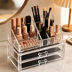 Organizador Cosméticos Acrílico Gavetas Make e Cosméticos Maquiagem 16 Cavidades p/Organização Completa