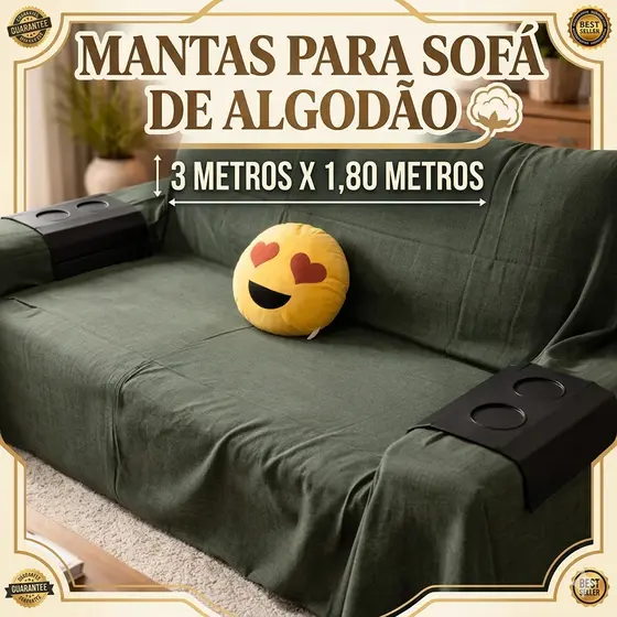 Manta King  3,00M x 1,80M Sofá Grande Grossa Decoração Sala Protetora Decorativa Colcha Coberta